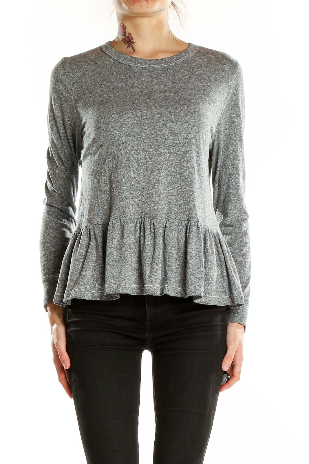 The Great Gray Peplum Long Sleeve Top - Casual Chic XS – SilkRoll