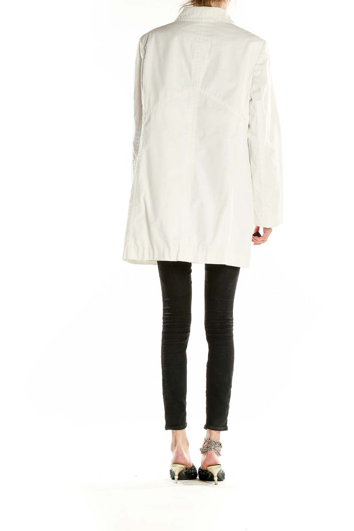 Back view of Anne Klein white button-up long coat