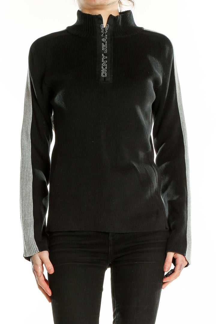 Black Highneck Quarter Zip Sweater