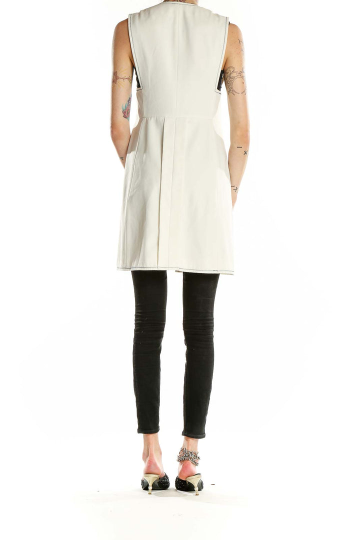 Back view of white sleeveless Zara Basic long vest