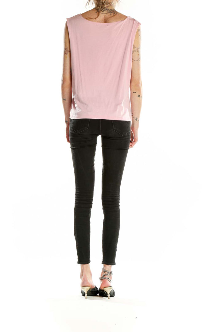 Back view of pink sleeveless rayon blend top by Kate Hill for Lord & Taylor