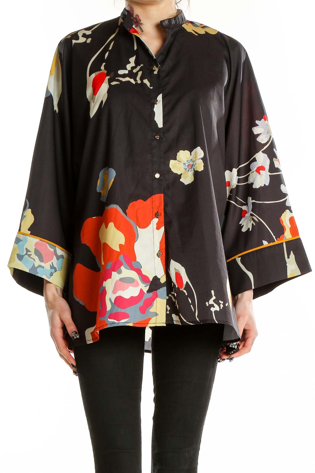 Black Floral Print Shirt