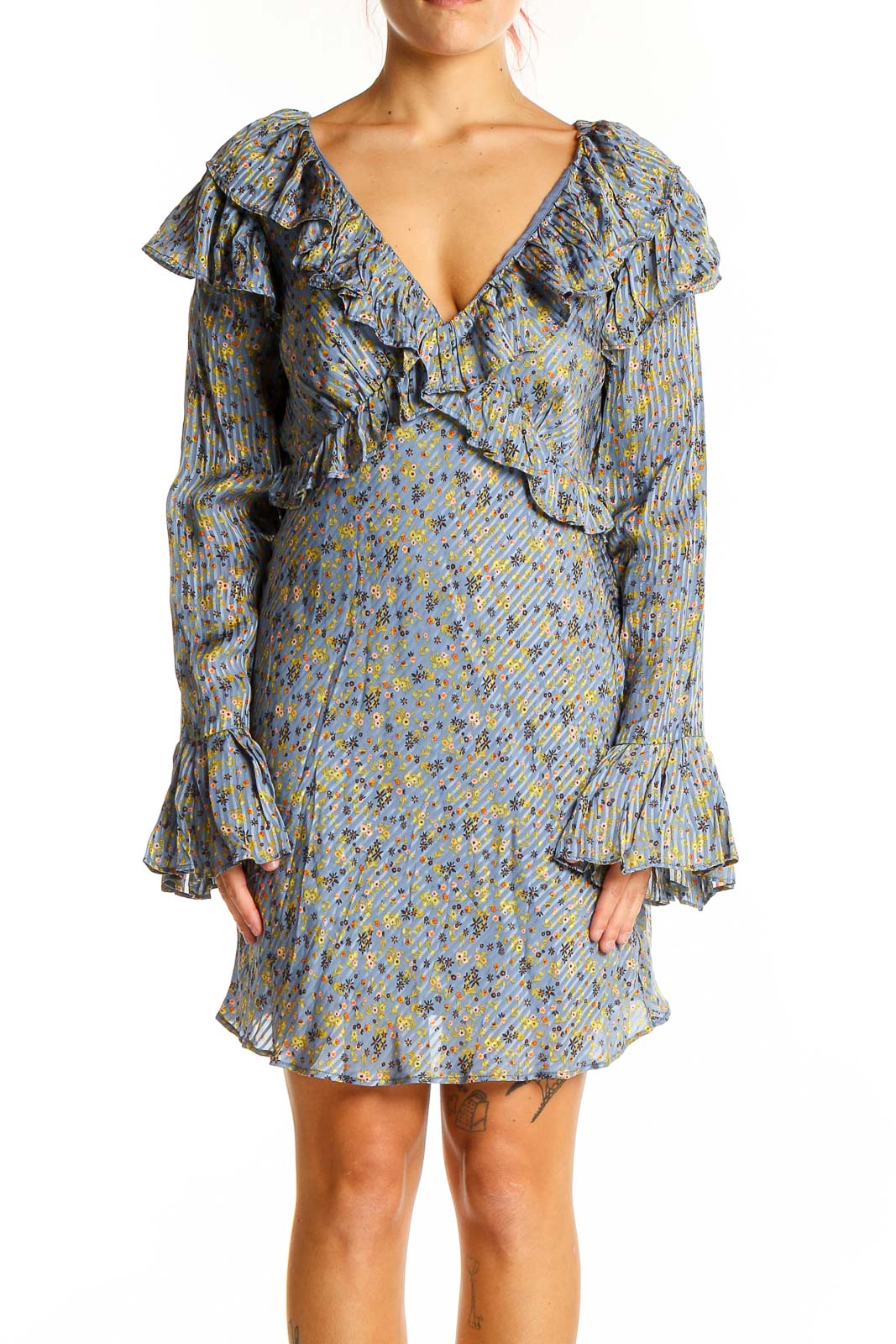 sachin and babi light blue dress Pressed Floral Bridesmaid Dresses