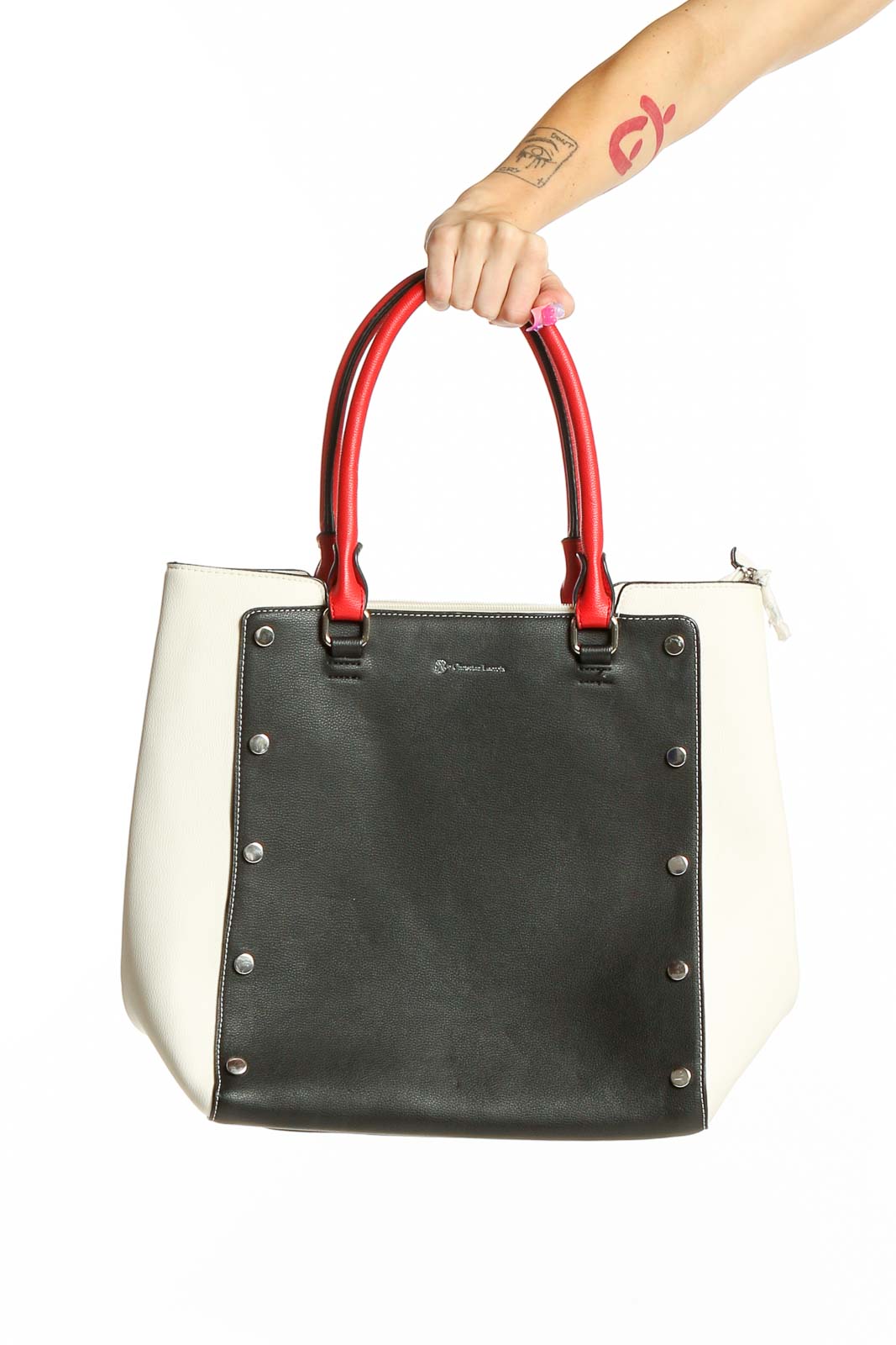 Black White Stud Detail Tote