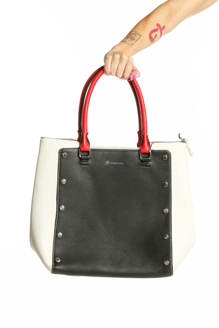Black White Stud Detail Tote
