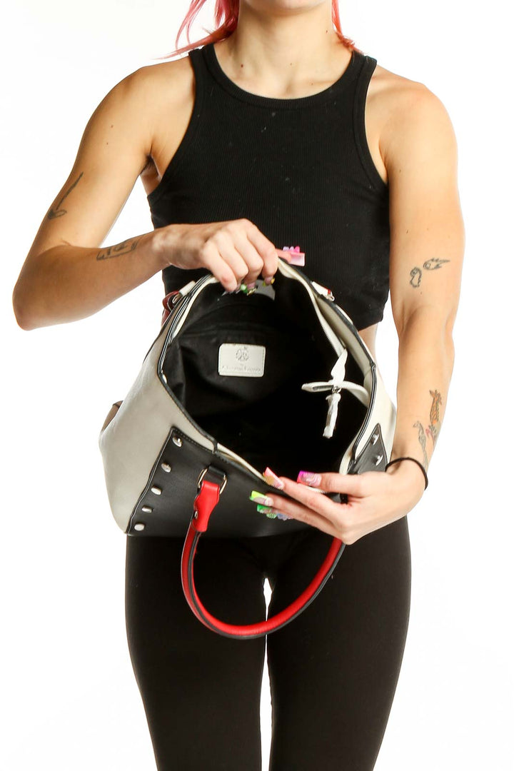 Black White Stud Detail Tote