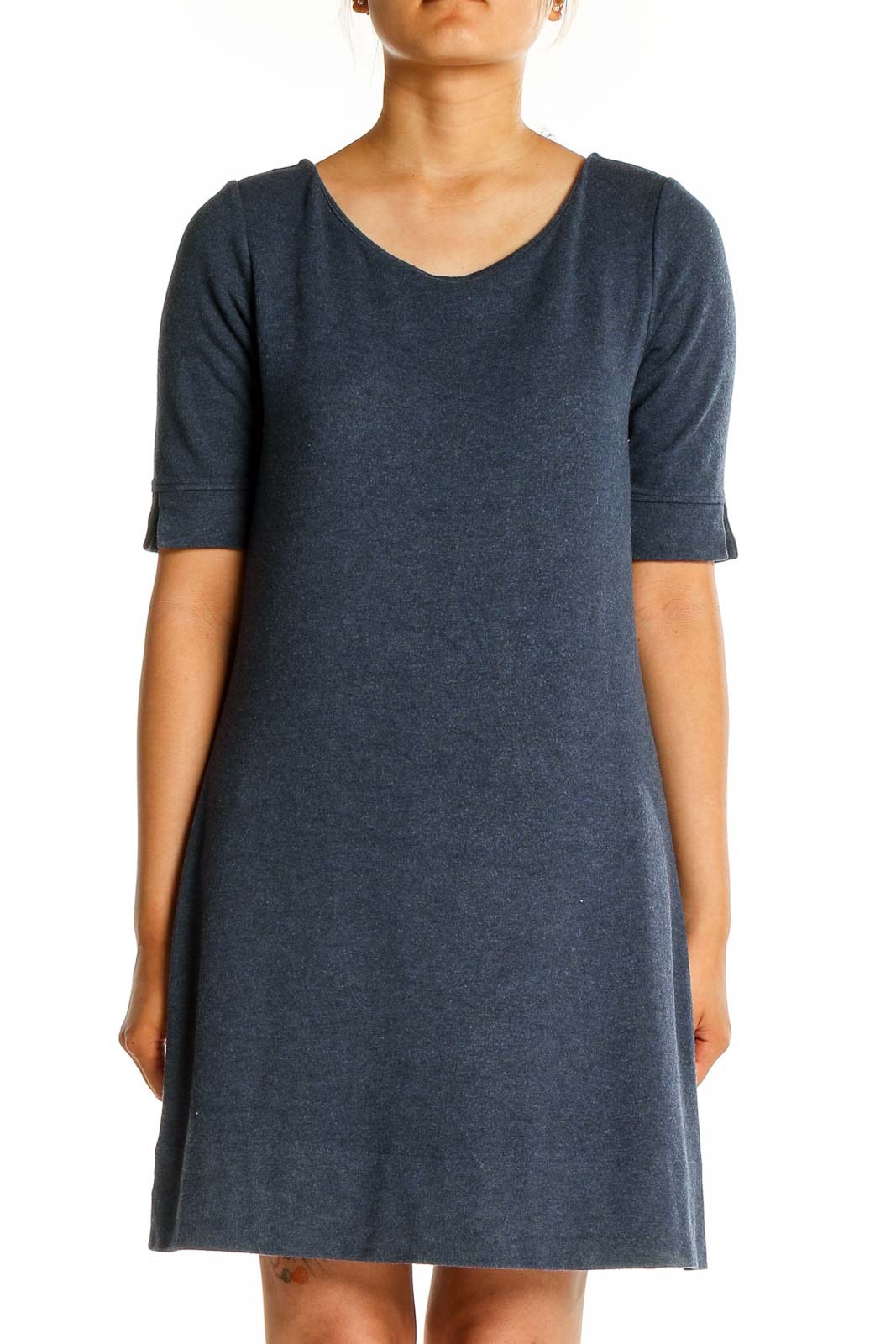 Adrienne Vittadini Navy A-Line Dress - Rayon & Spandex Blend SilkRoll Adrienne Vittadini Navy A-Line Dress - Rayon & Spandex Blend SilkRoll