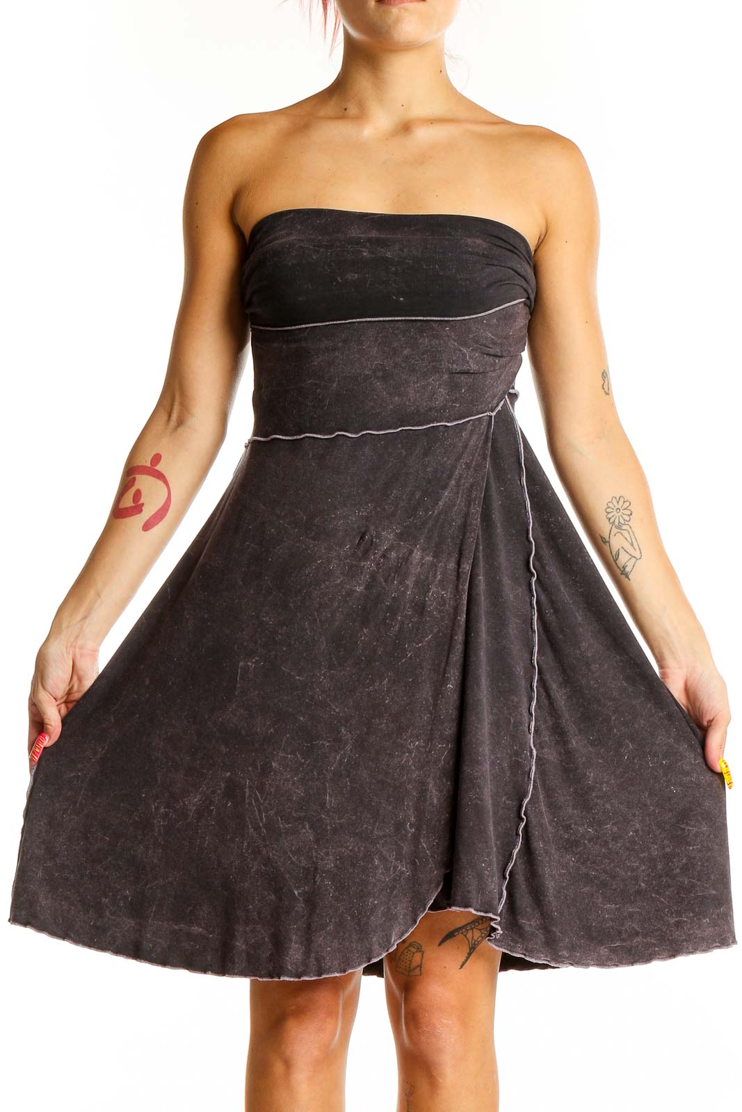 ANGELROX Charcoal Strapless A-Line Dress | Versatile & Stylish SilkRoll ANGELROX Charcoal Strapless A-Line Dress | Versatile & Stylish SilkRoll