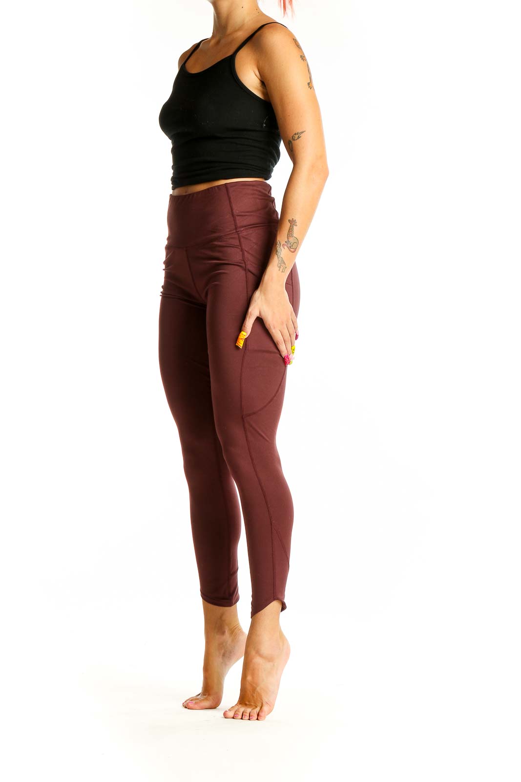 Brown Skinny Texture Pants