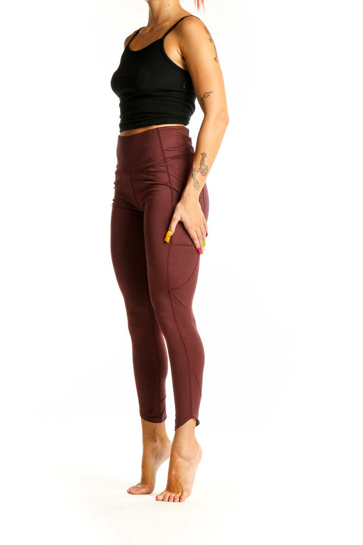 Brown Skinny Texture Pants