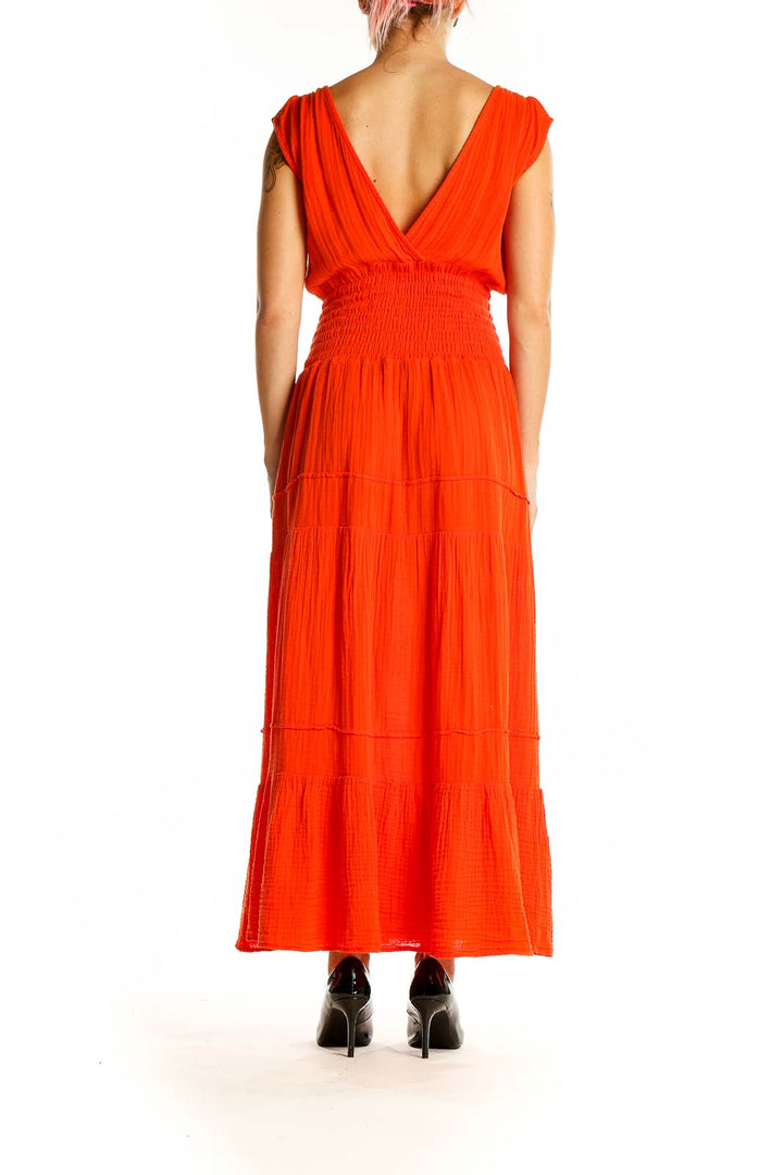 Orange Retro Solid Dress