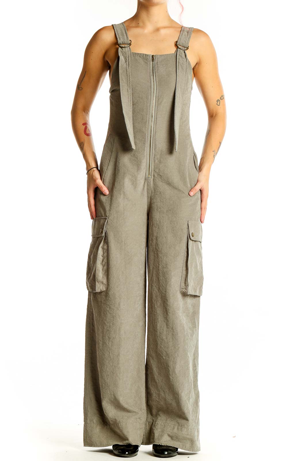 Olive Green Utility Jumpsuit | Choosy All-in-One SilkRoll Olive Green Utility Jumpsuit | Choosy All-in-One SilkRoll