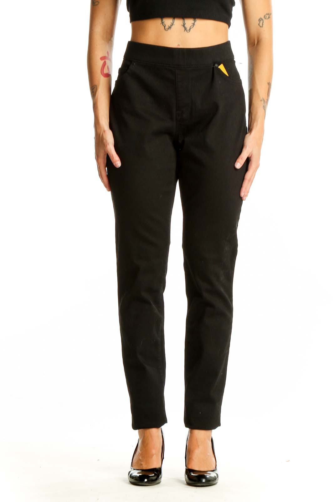 Black Straight-Leg Dress Pants