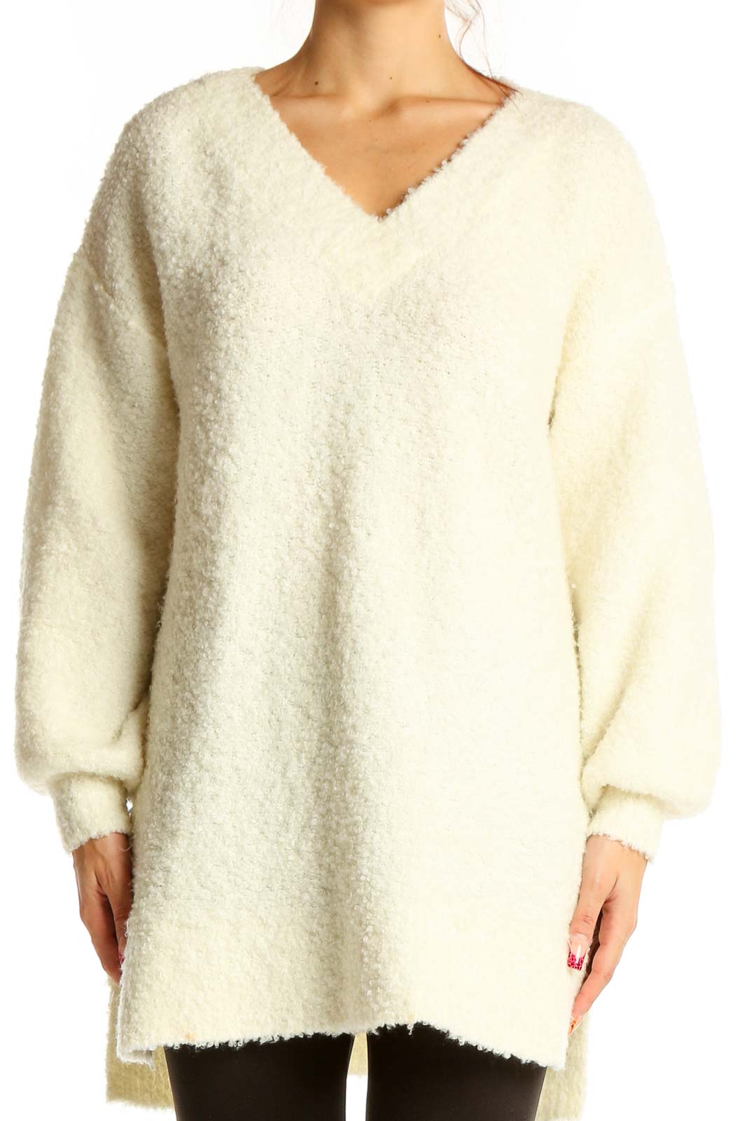 Cream fuzzy sweater best sale