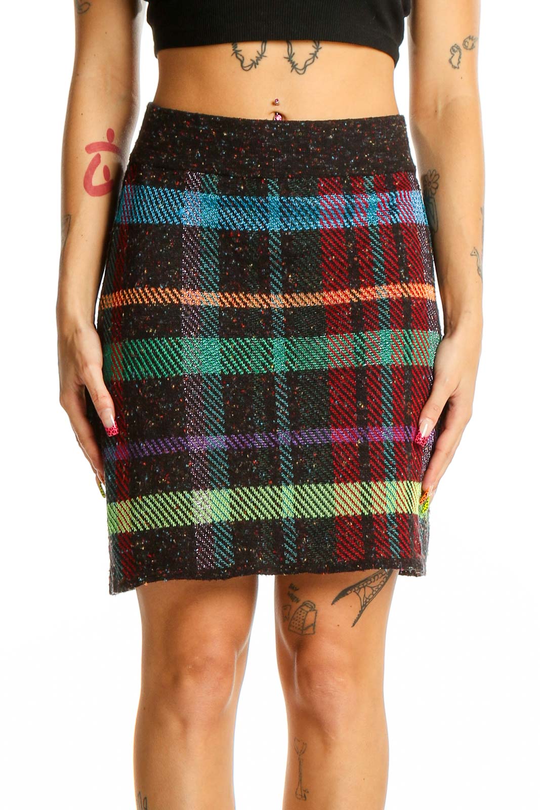 Cecilia Prado Multicolor Plaid Knit Mini Skirt
