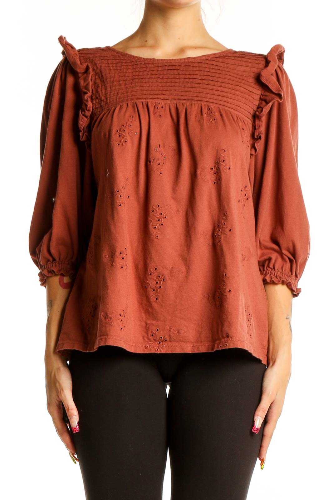 Red Lace Detail Blouse
