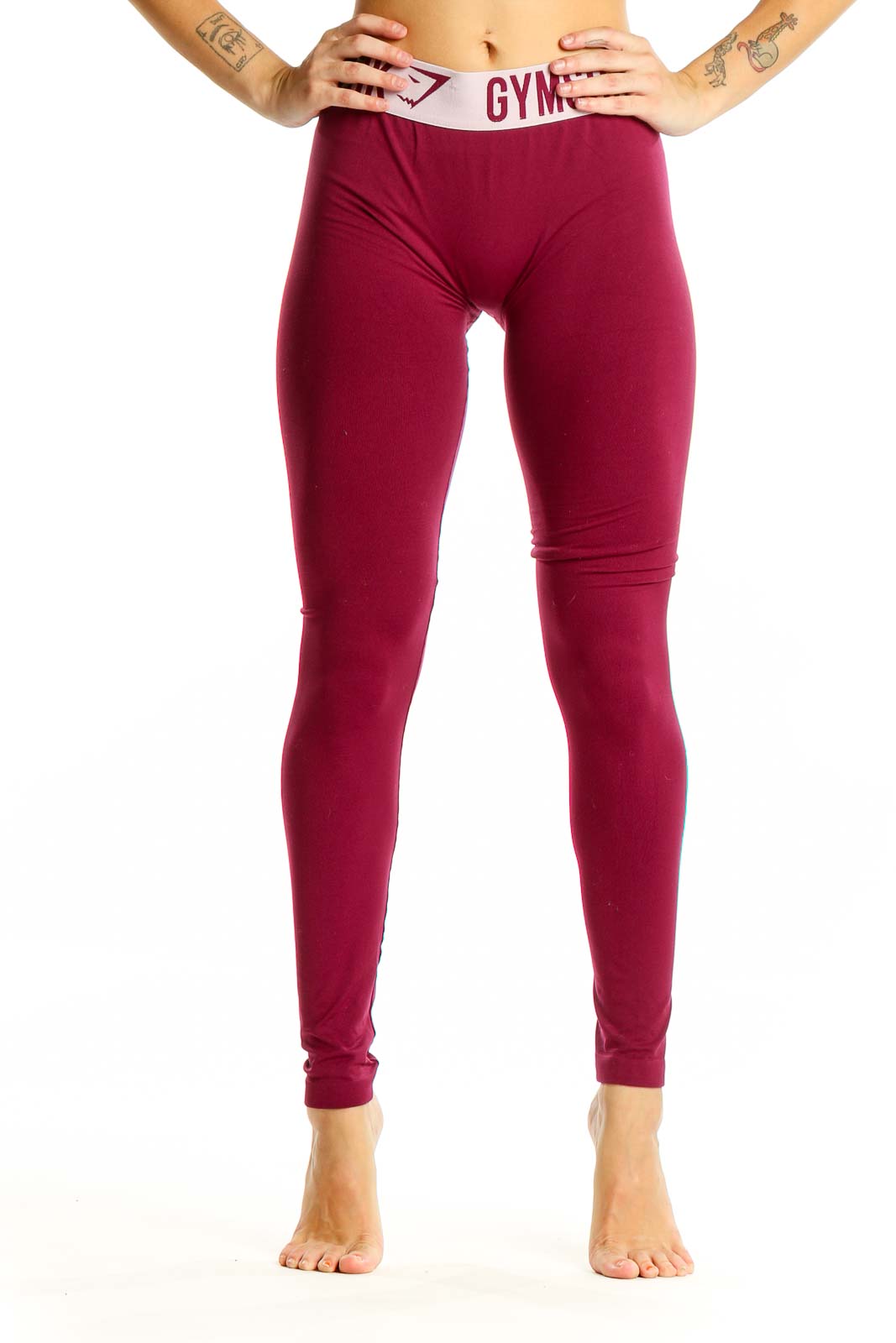 Burgundy High Waisted Compression Leggings