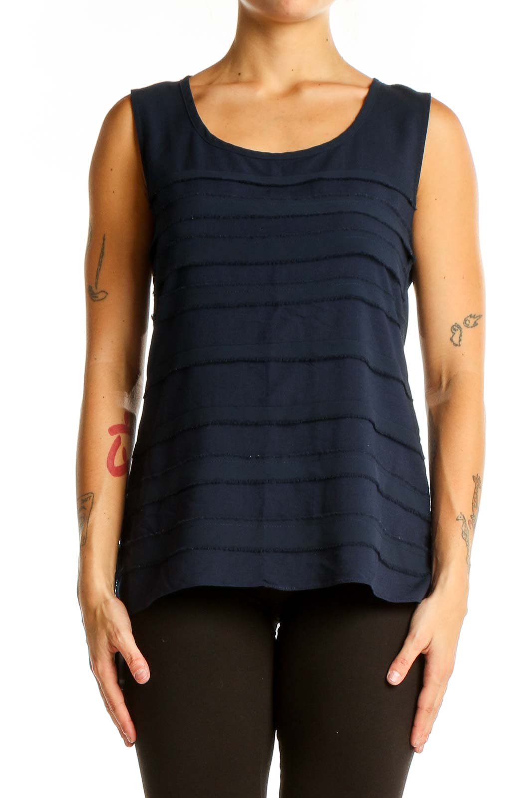 Navy buy blue sleeveless blouse