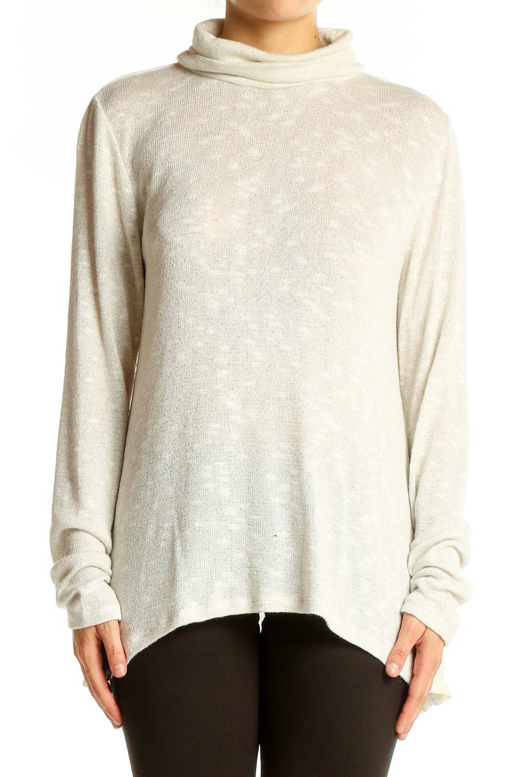 Ivory Cowl Neck Knit Sweater