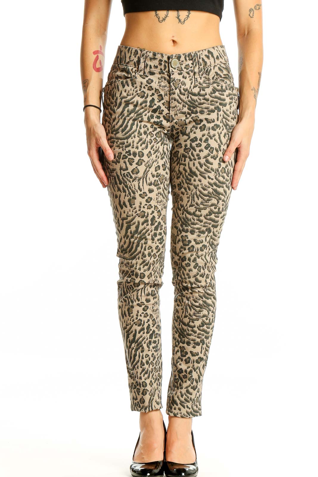Democracy Beige Leopard Print Skinny Pants - Wild Style Comfort SilkRoll Democracy Beige Leopard Print Skinny Pants - Wild Style Comfort SilkRoll