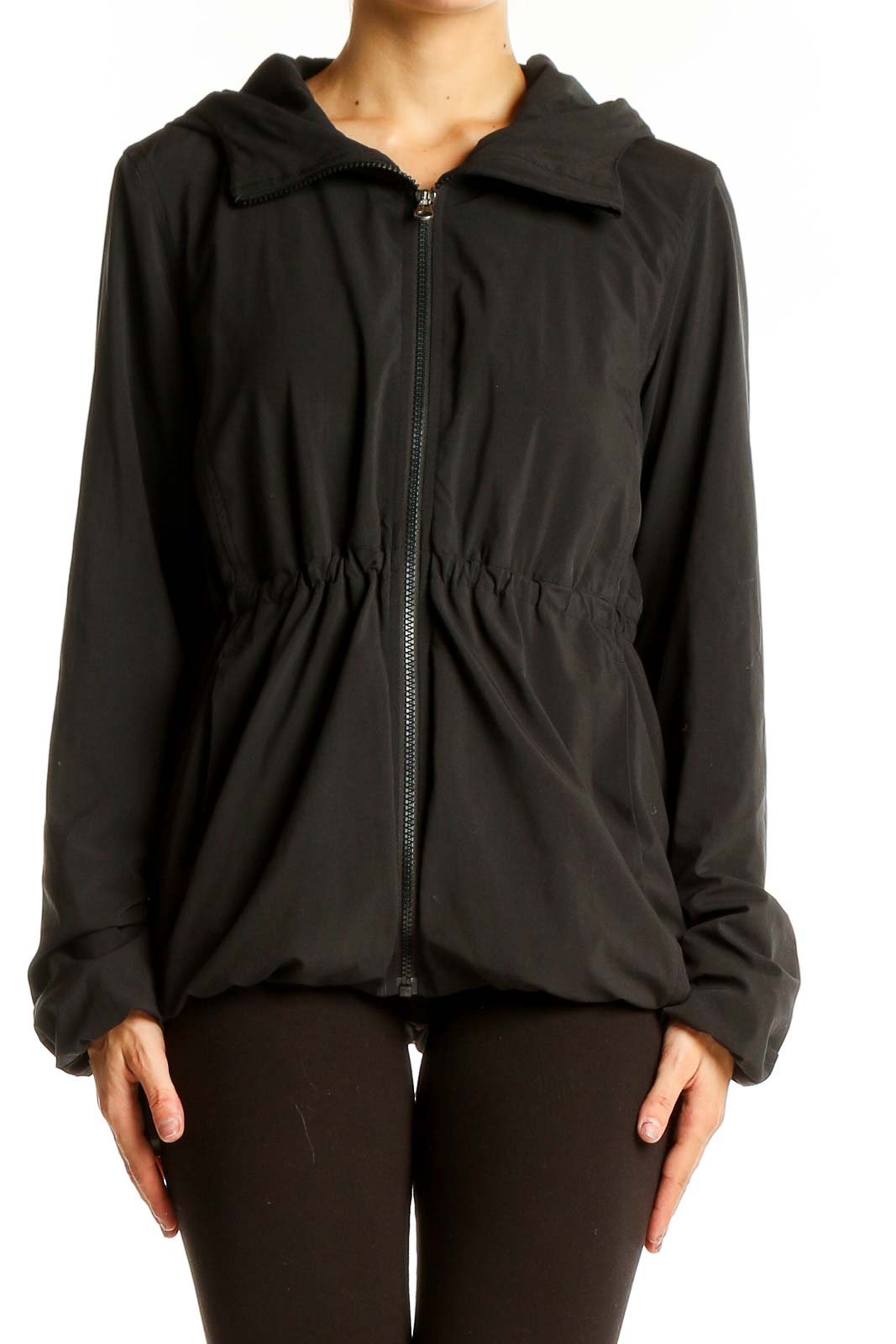 Lululemon Stride Black Hooded Jacket deals Womens 8 Thumbholes Pockets Zippered Active