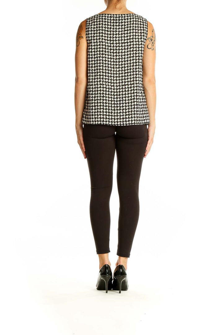 Back view of Ann Taylor LOFT Petites black and white houndstooth sleeveless blouse