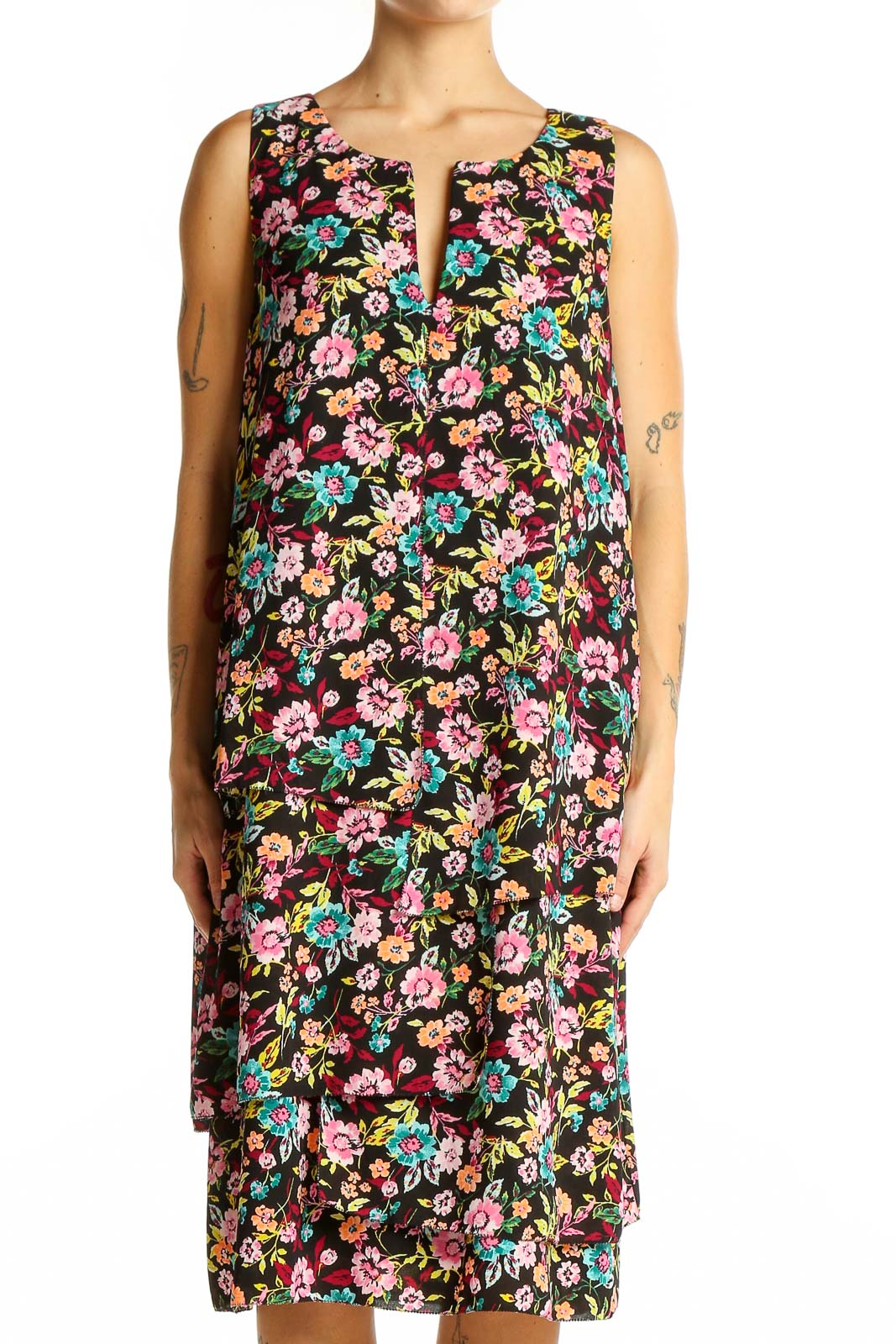 Banana Republic Black Floral Sleeveless Midi Dress | Elegant & Versatile SilkRoll Banana Republic Black Floral Sleeveless Midi Dress | Elegant & Versatile SilkRoll