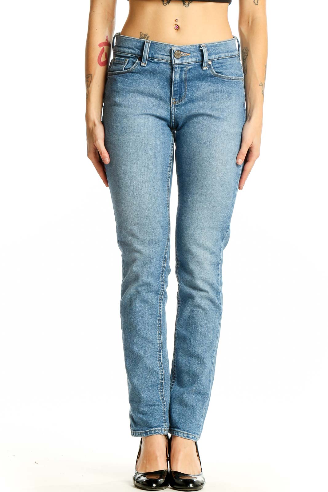 Blue Jeans Mott Jeans MOTT BOW Light Blue Straight Leg Jeans