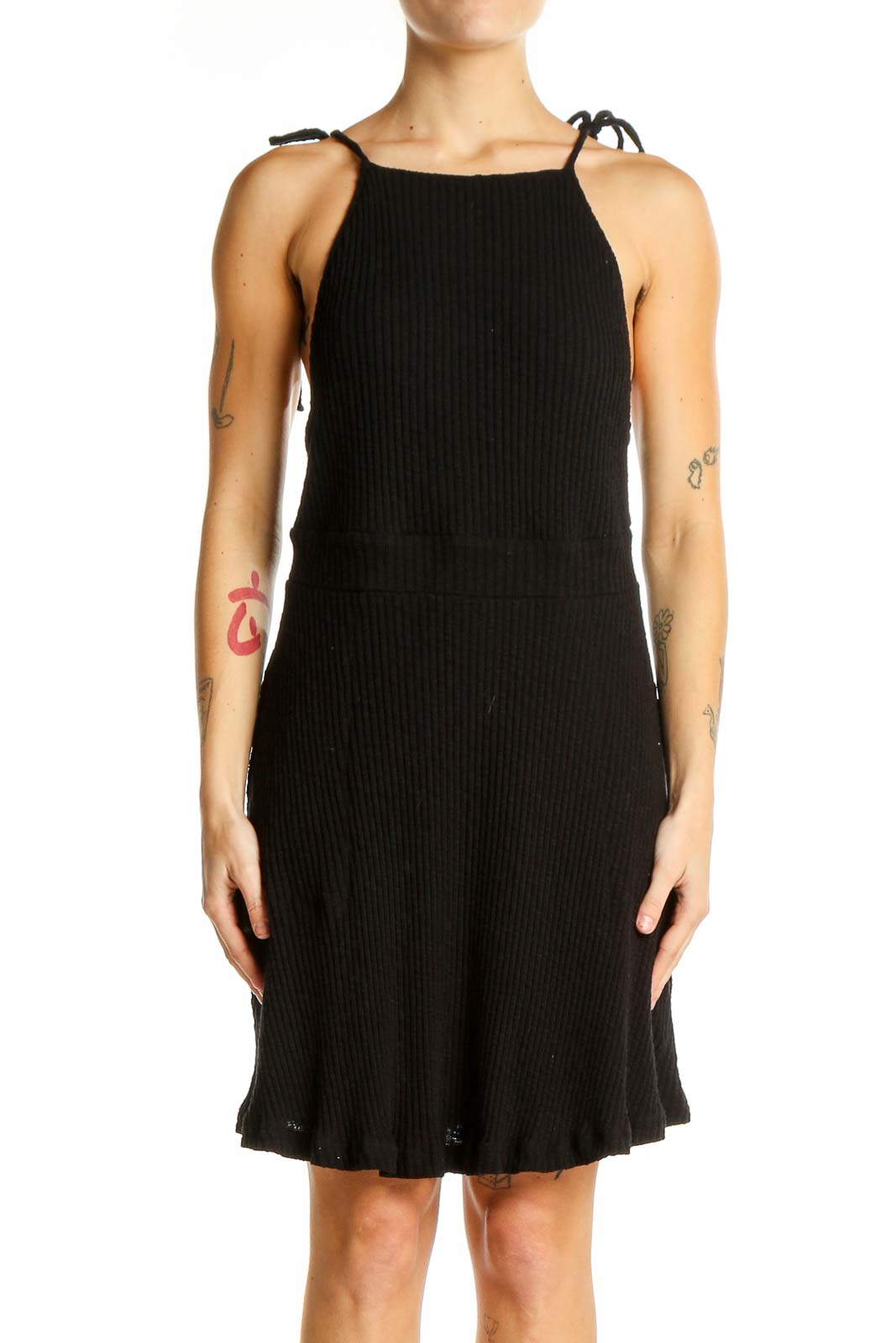 Black Dress Sundress Sleeveless FP Beach Black Textured Tie-Strap Sundress Summer Essential Black Dress Sundress Sleeveless FP Beach Black Textured Tie-Strap Sundress Summer Essential