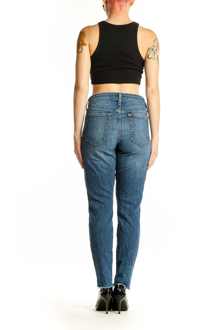Back view of Joe's classic straight leg jeans showing fit and pocket design