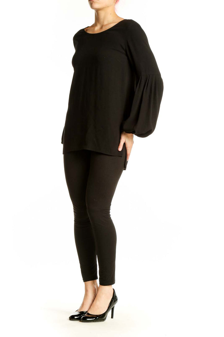Front view of black Elizabeth and James top with balloon sleeves