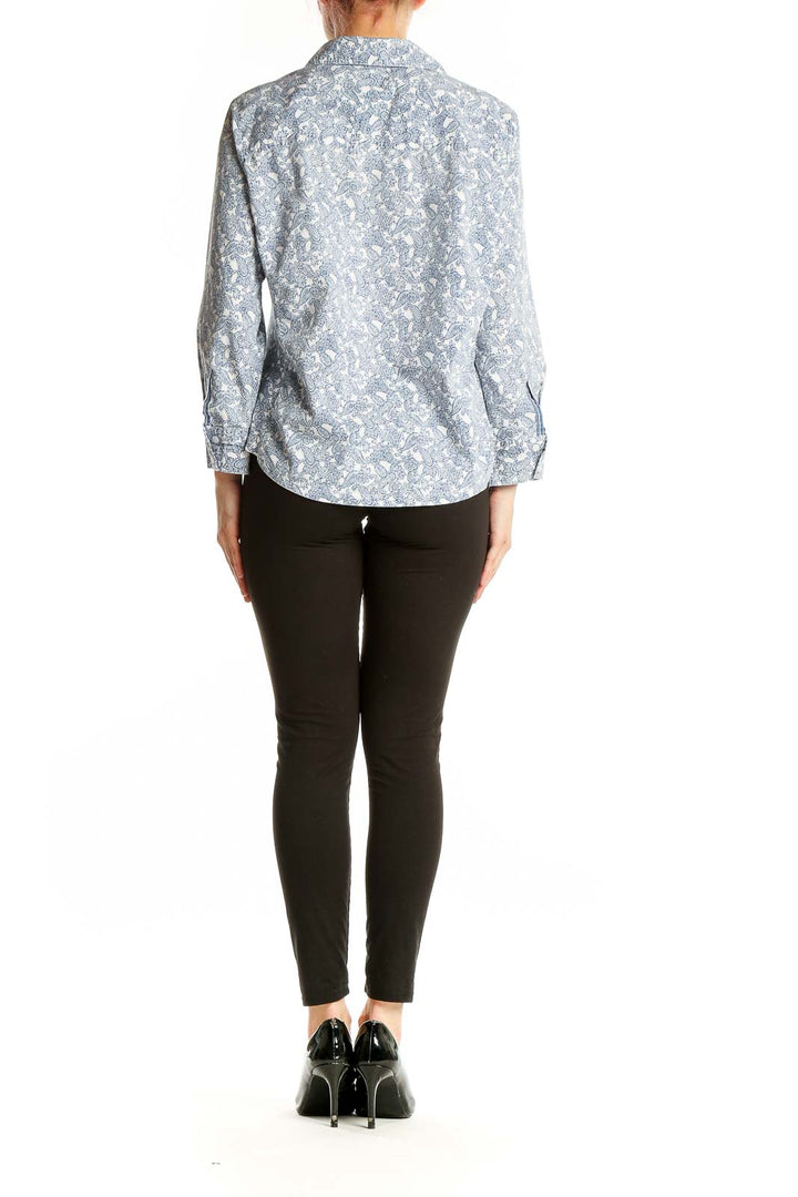 Back view of Croft & Barrow blue floral print button-up shirt