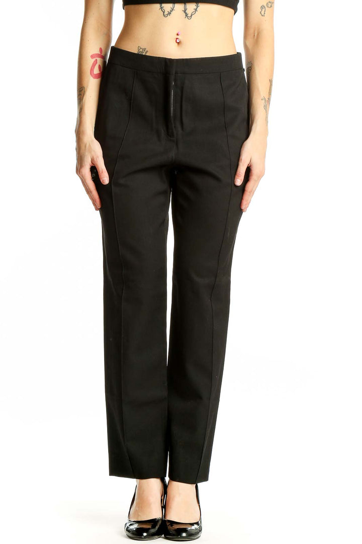Front view of Sonia Rykiel black wool straight-leg trousers