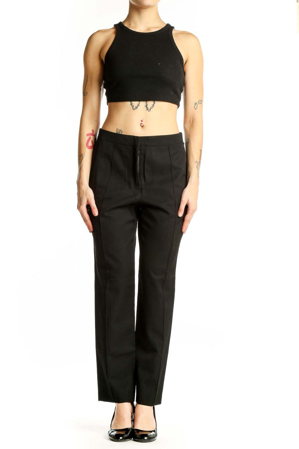 Front view of Sonia Rykiel black wool straight-leg trousers