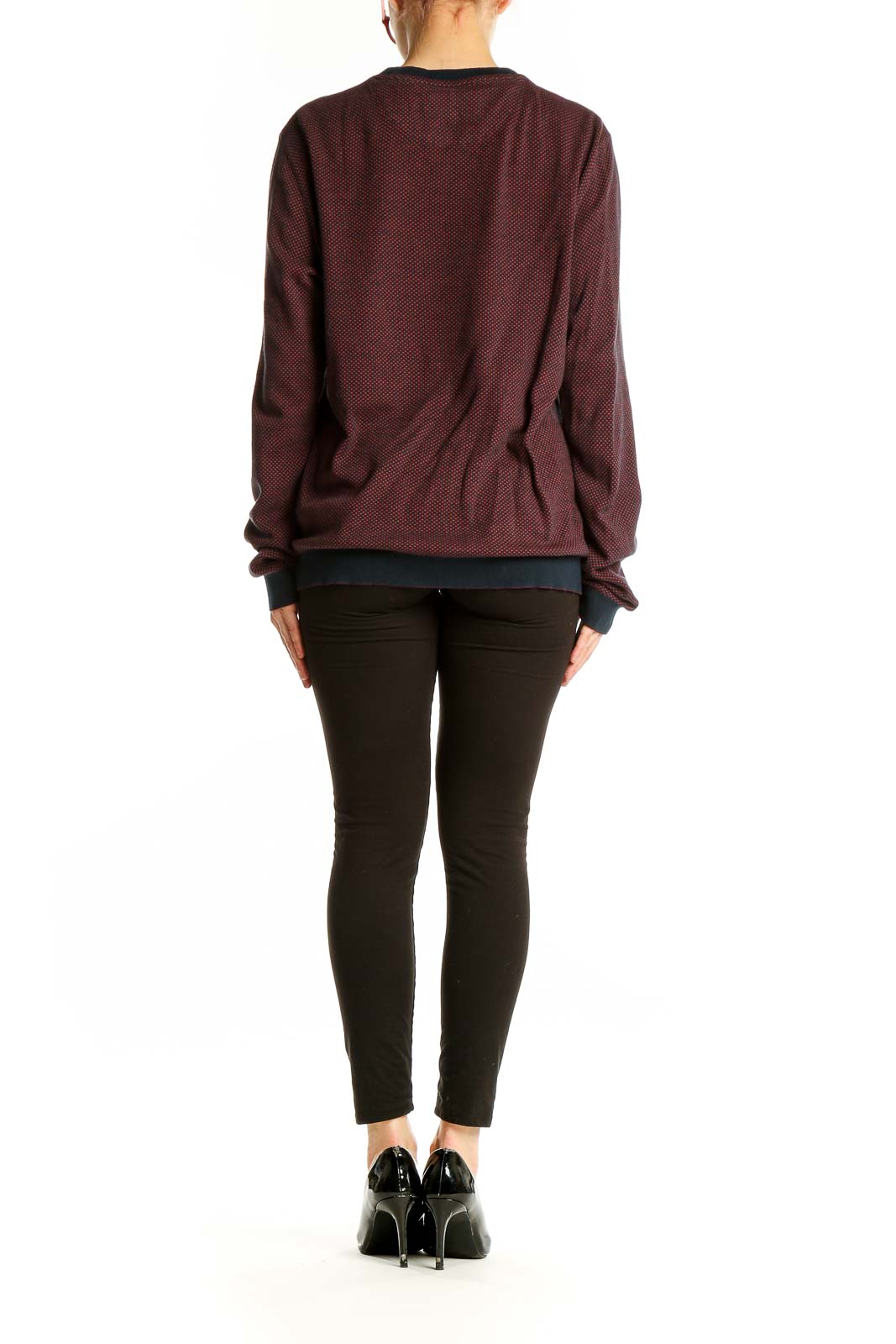 Back view of Ted Baker London burgundy textured long sleeve top