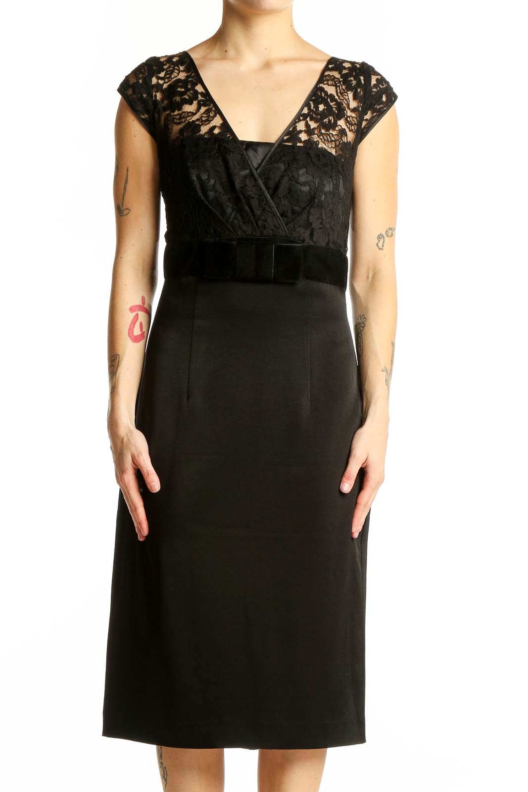 Banana Republic Black Lace Cocktail Dress with Satin Skirt – SilkRoll