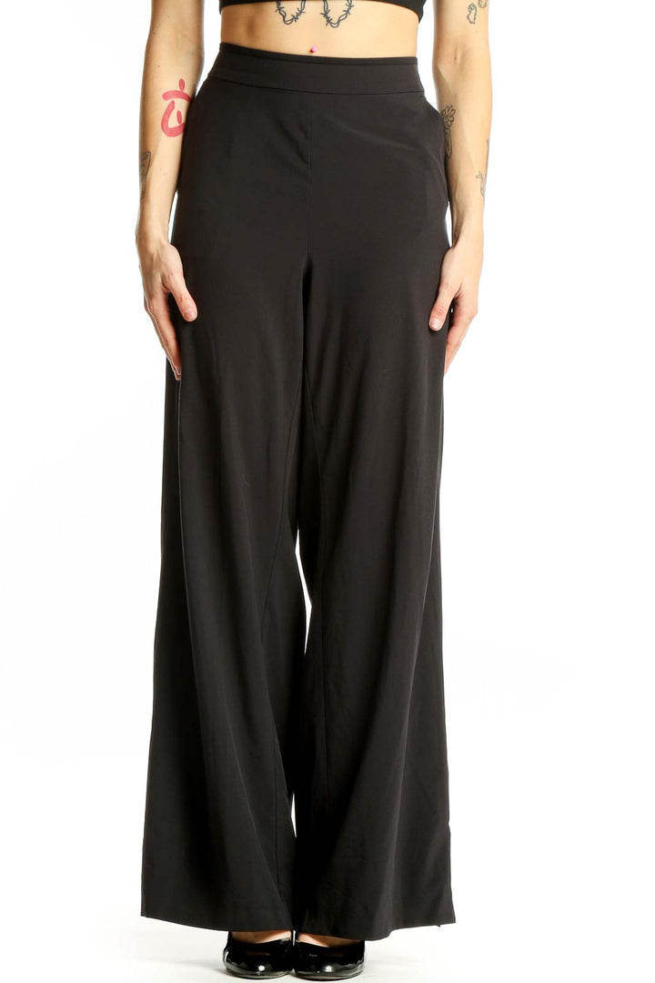 Front view of black Athleta wide-leg athletic pants