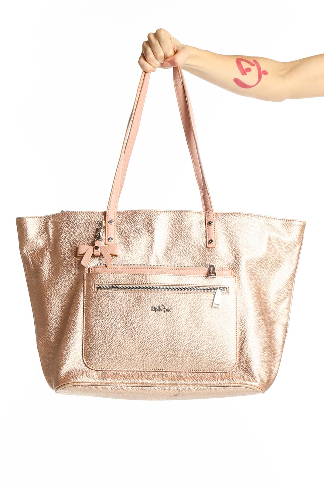 Kipling Rose Gold Metallic Tote Bag Spacious Stylish – SilkRoll