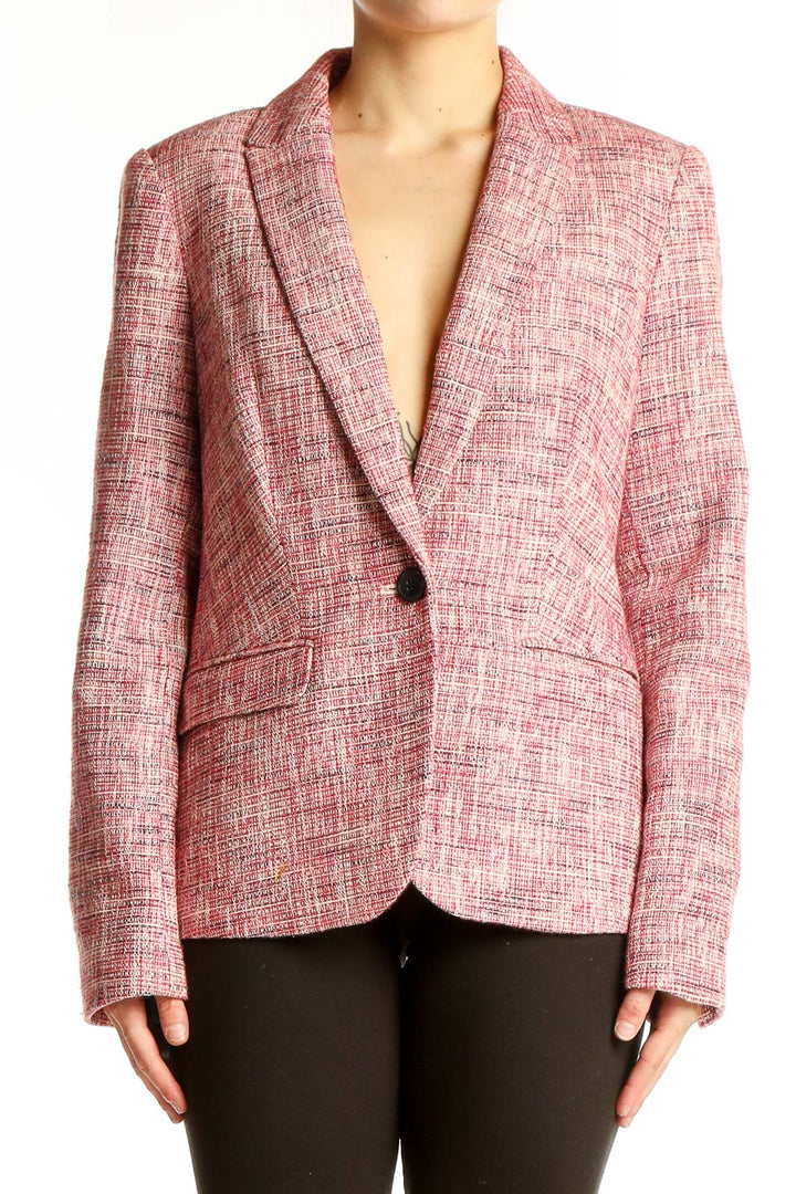 Front view of pink textured Tommy Hilfiger blazer