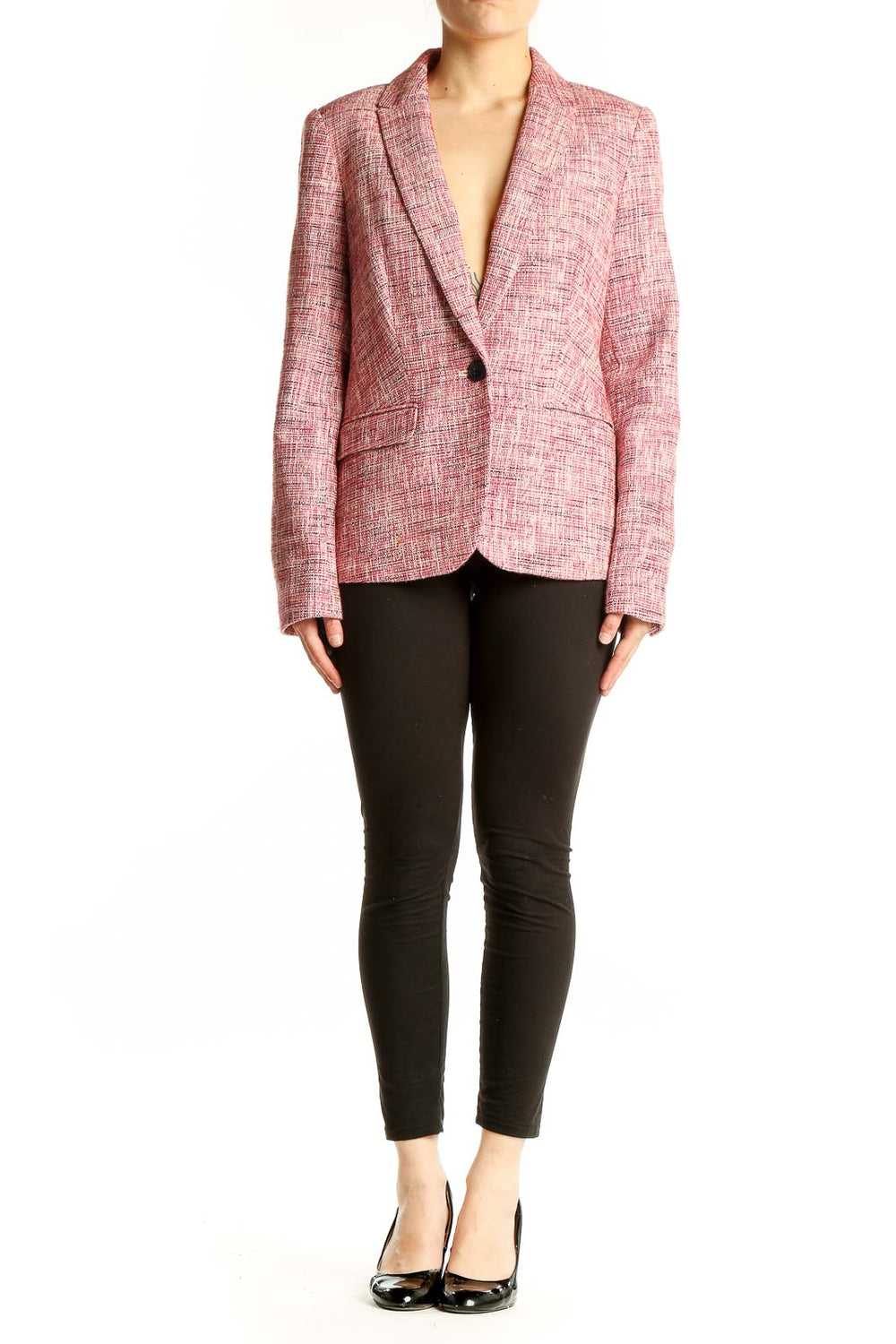 Front view of pink textured Tommy Hilfiger blazer