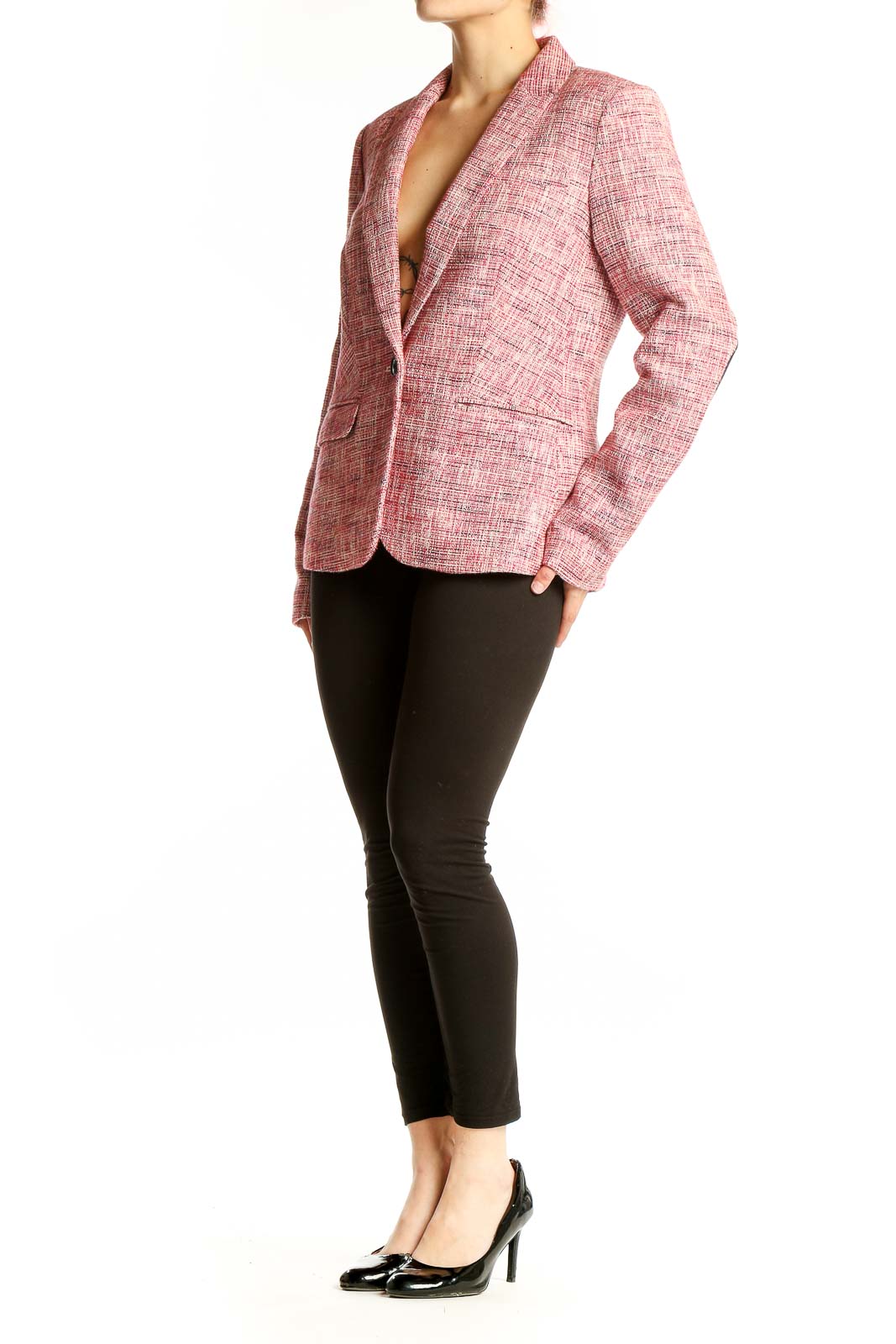Front view of pink textured Tommy Hilfiger blazer