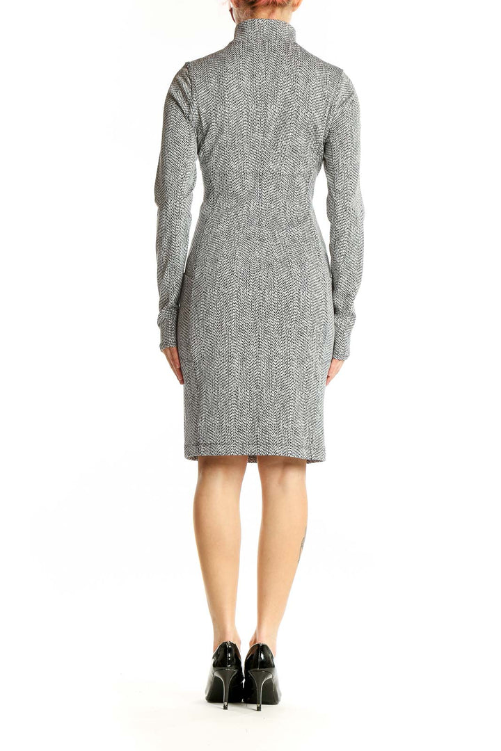 Side view of gray herringbone bodycon dress from Athleta