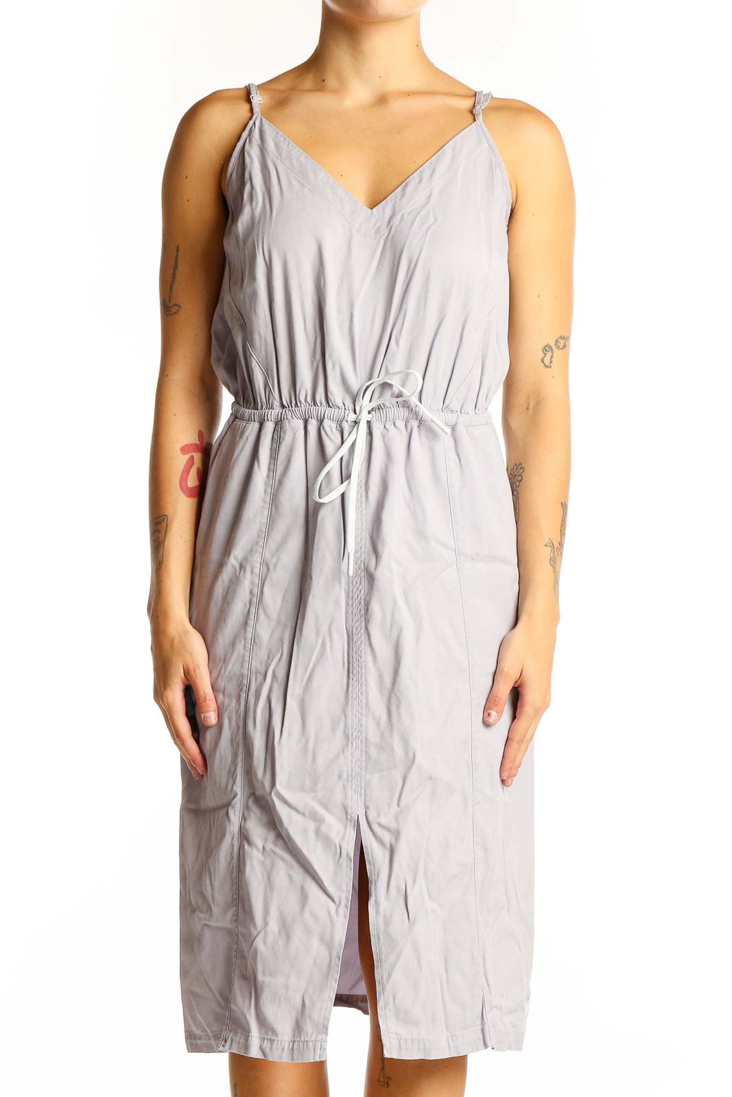 Light Gray Sleeveless Midi Dress