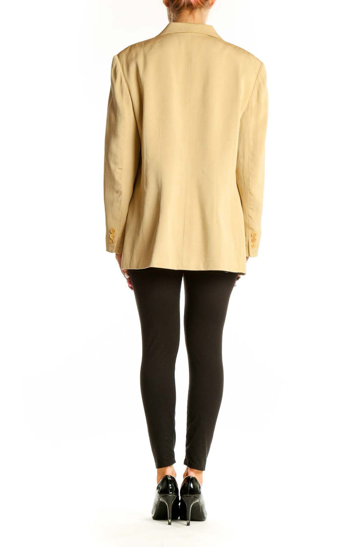 Back view of Pure Silk beige polyester blazer jacket