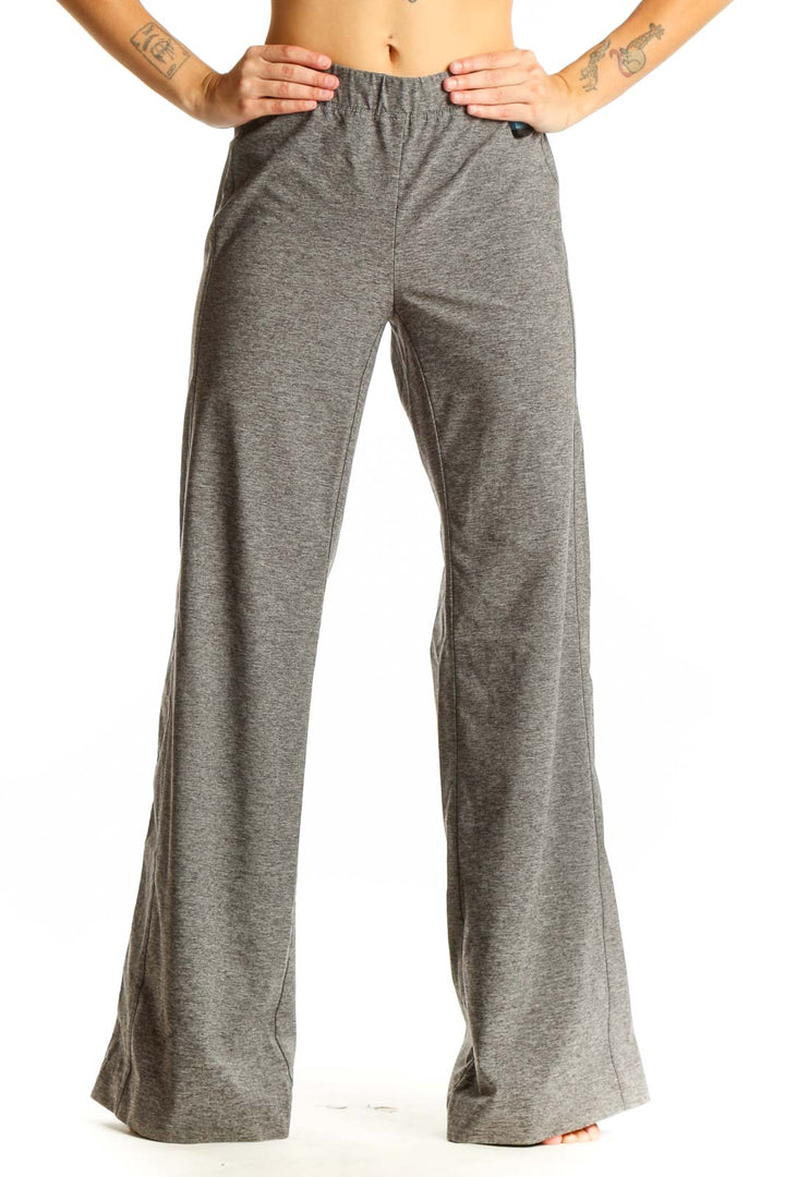 Front view of gray wide-leg activewear pants by Derek Lam 10C - Athleta