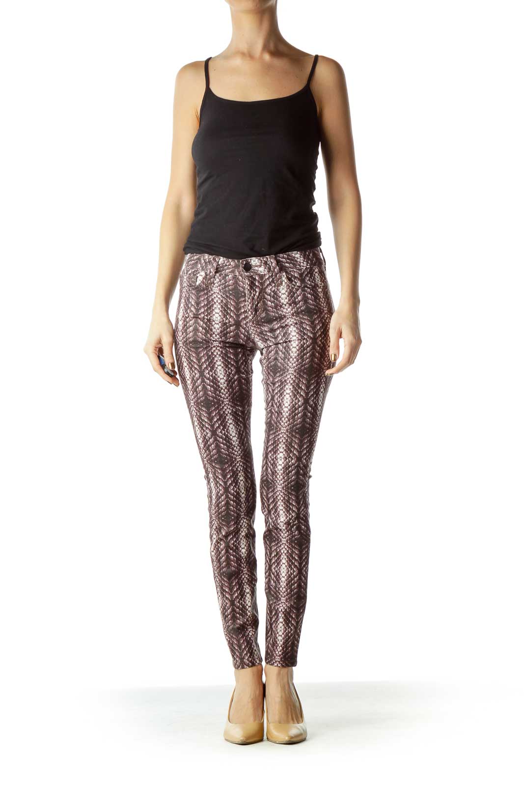 Purple White Snake Skin Skinny Jeans