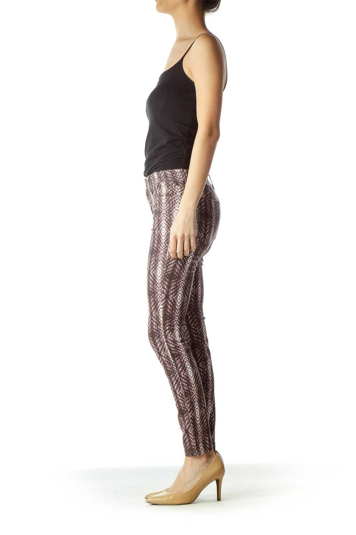 Purple White Snake Skin Skinny Jeans