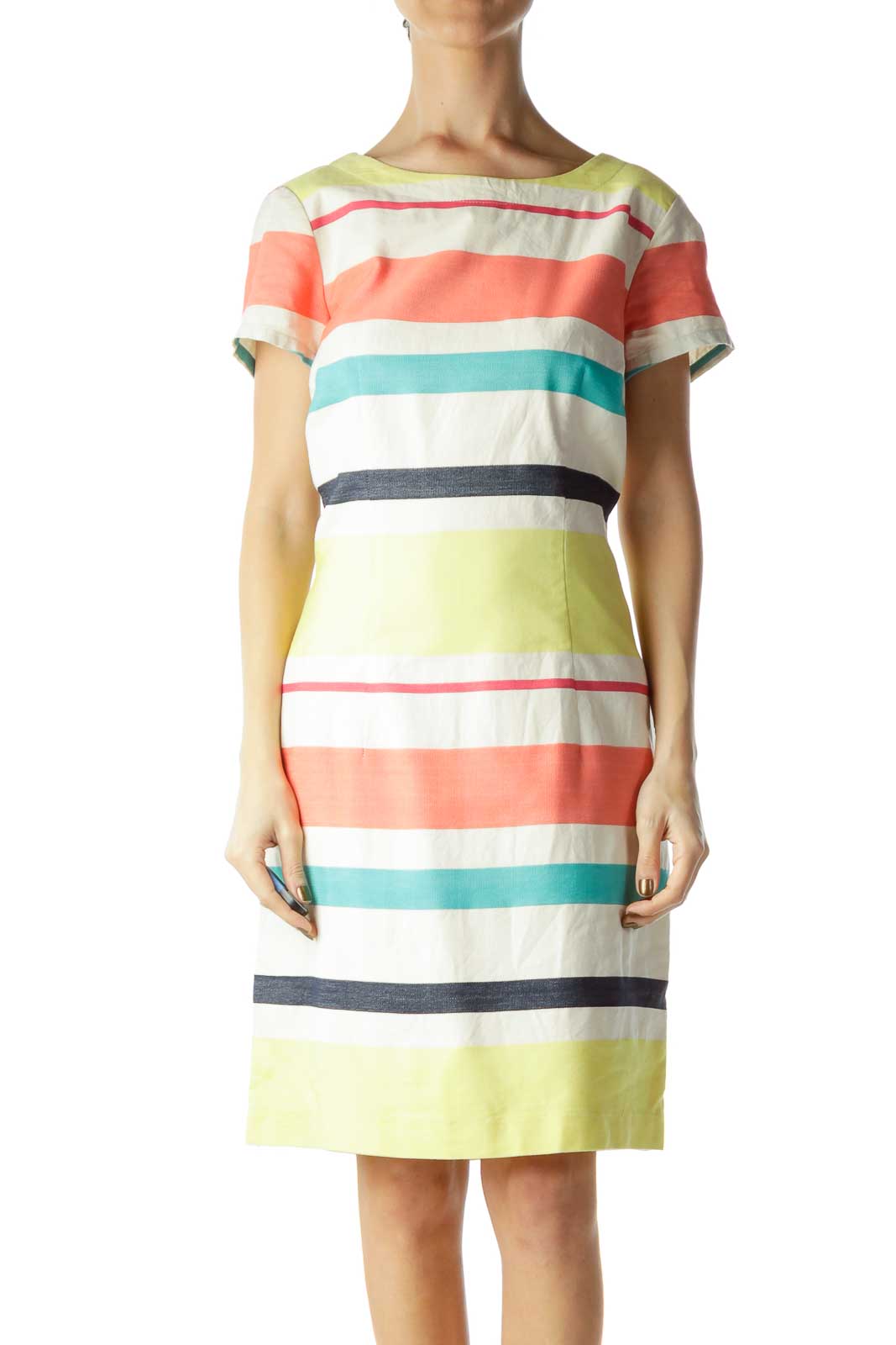 Multicolor Striped Day Shift Dress