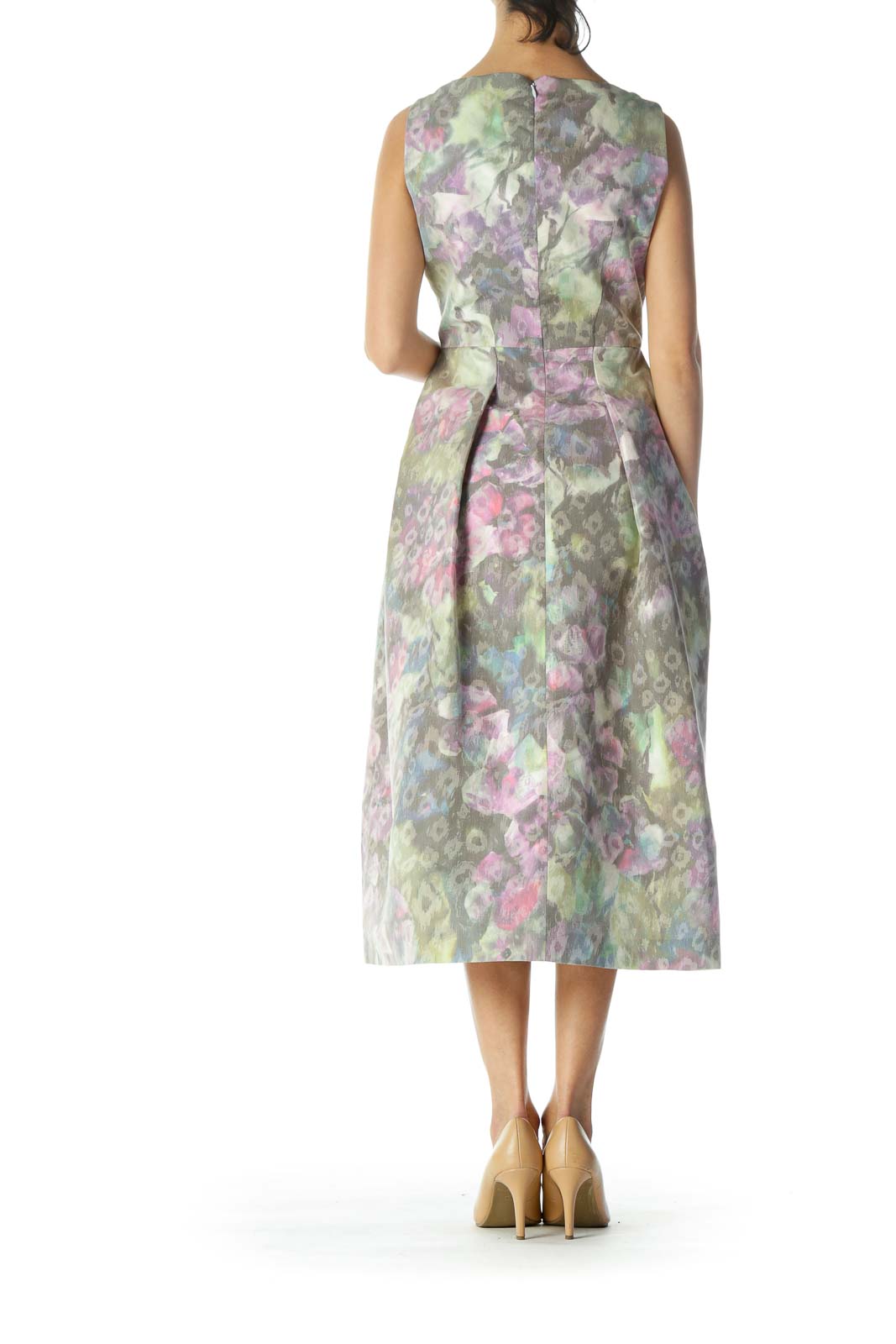 Multicolor Floral Print Evening Dress