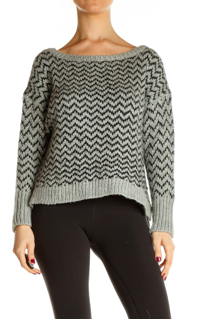 Gray Chevron All Day Wear Sweater